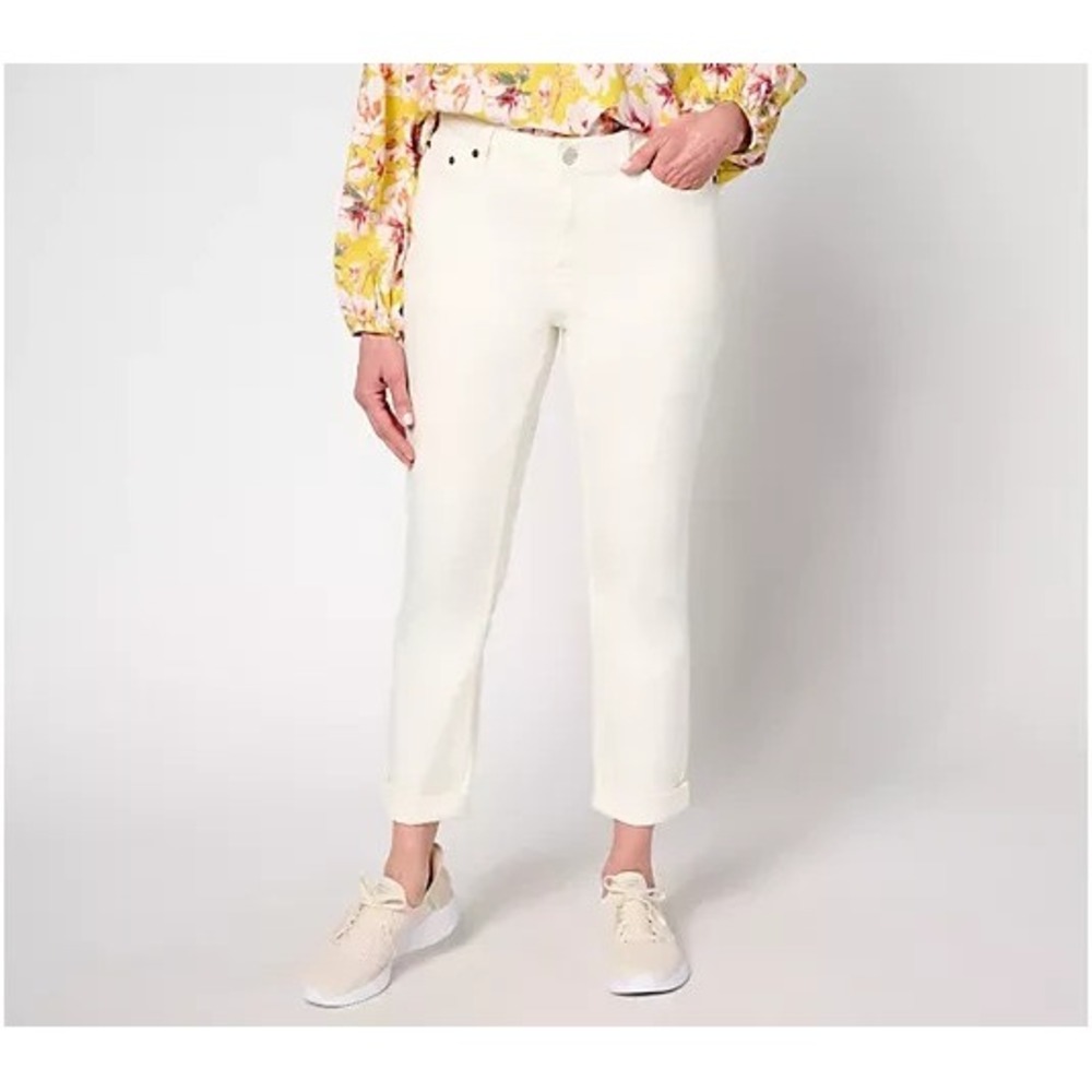 Martha Stewart Signature Petite Colored Rolled Hem Ankle Jeans Natural:Petite 10